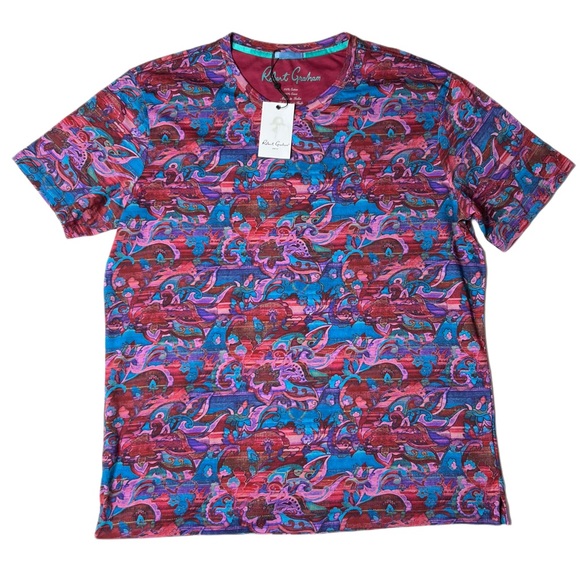 NWT Robert Graham Lazo T-Shirt XL | abstract floral graphic AOP tee shirt - Picture 1 of 7